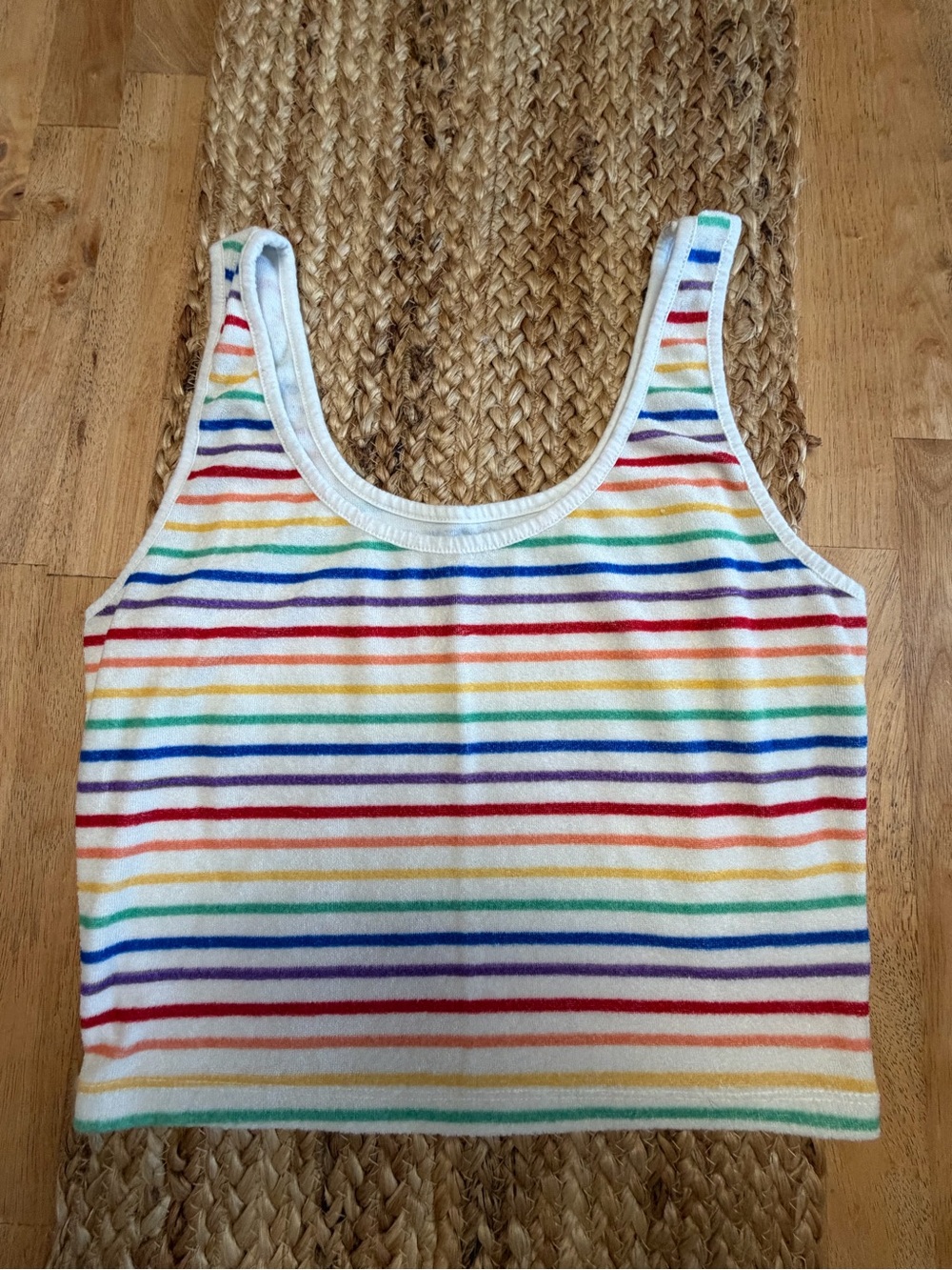Rainbow Striped Terrycloth Crop Tank Top